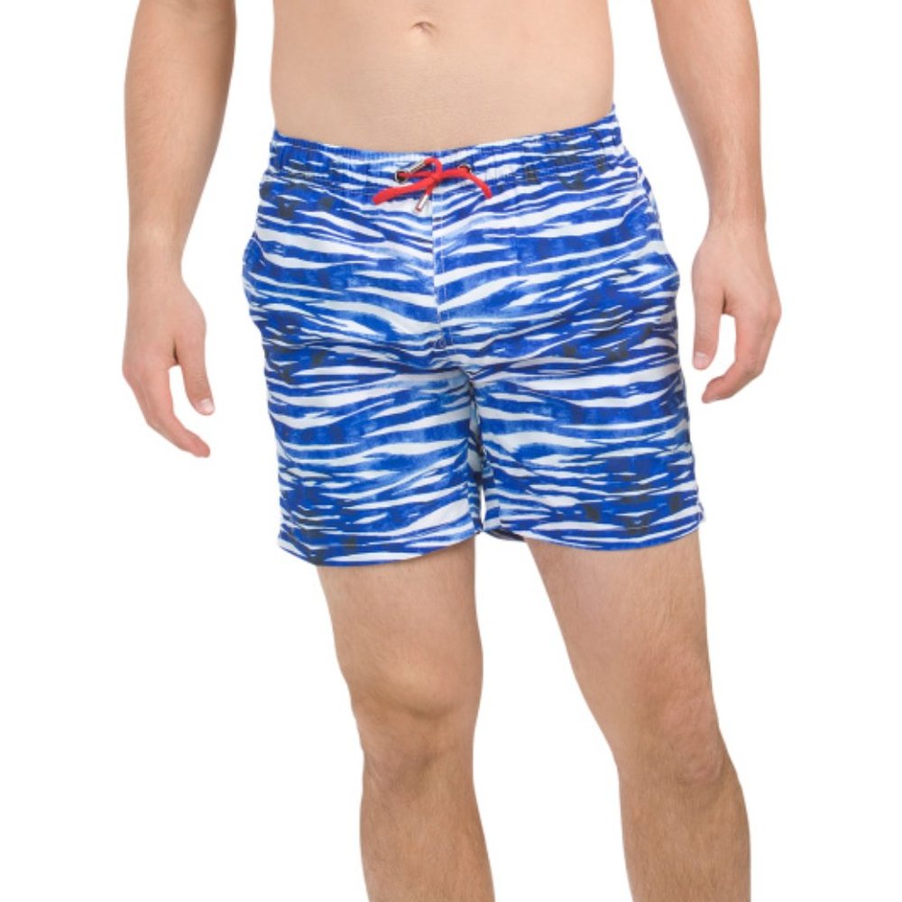 FRANKS NWT Zebra Print Drawstring Swim Shorts L
